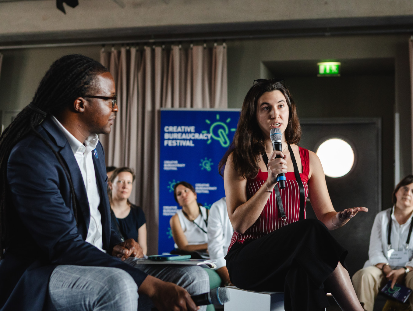 two speaker at a session at the festival 2023