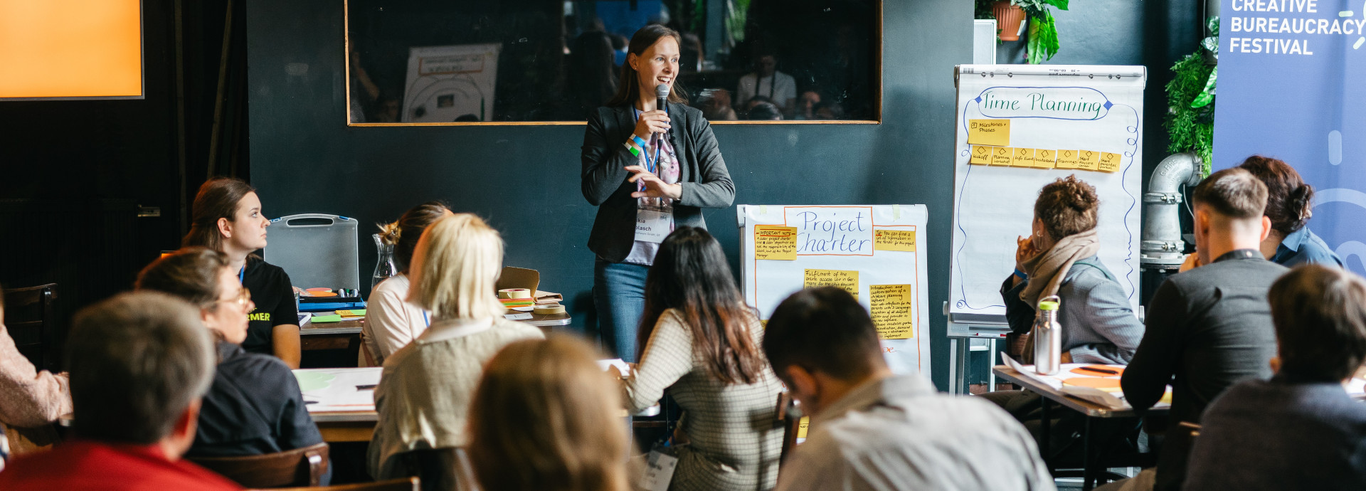woman hosting a workshop