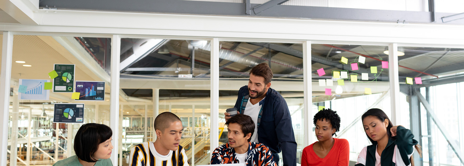 people working in an office together 