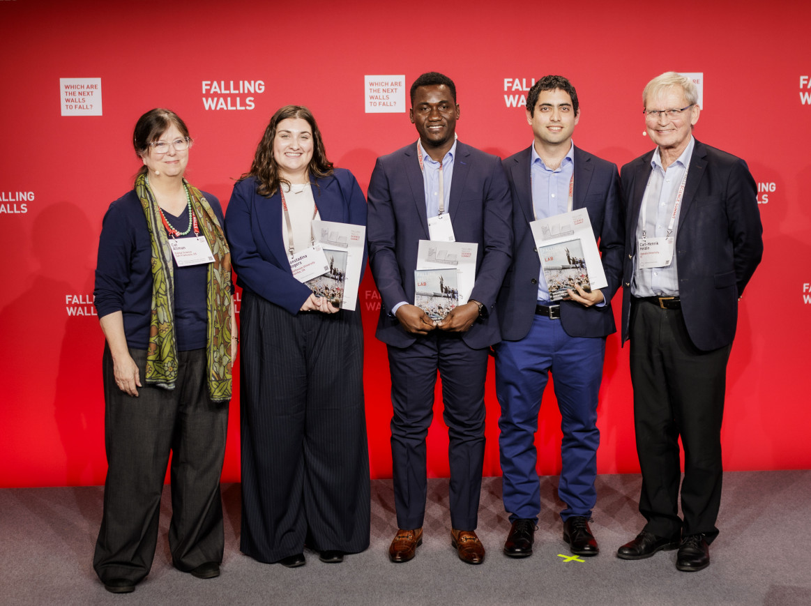 All three Lab Winners on stage with the Lab Jury Members 