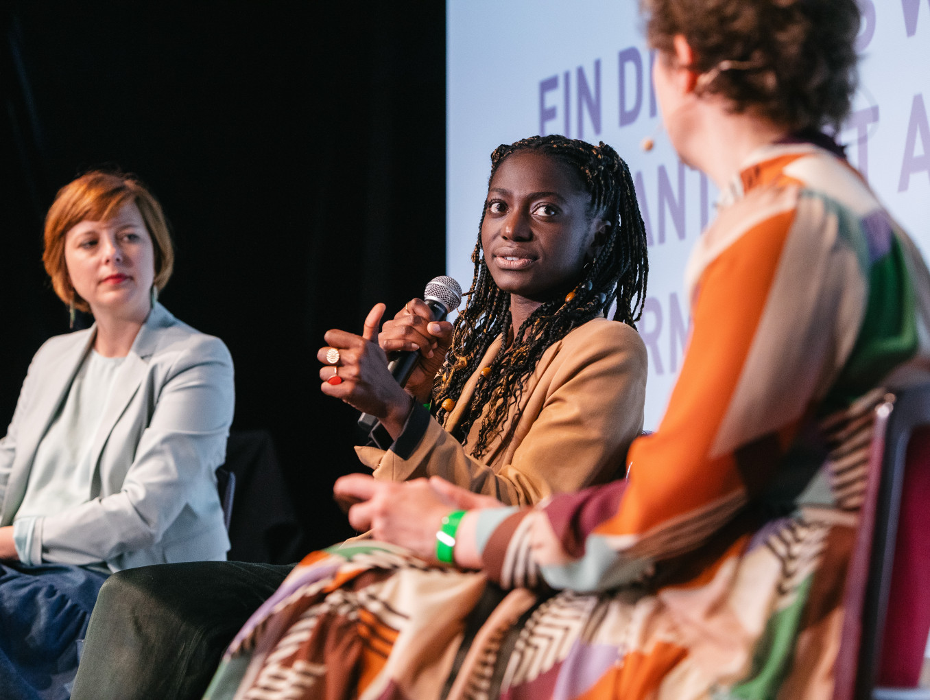 Panel talk on stage at the festival