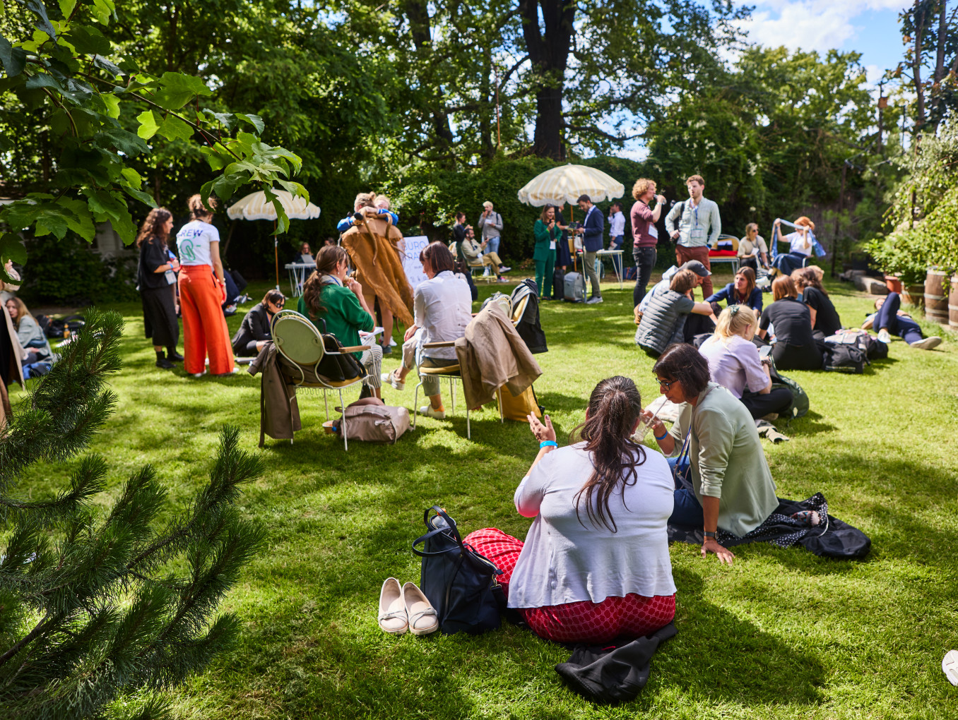 people at the festival outside area