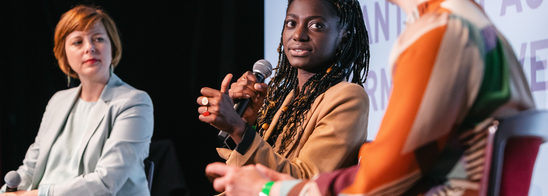 Panel talk on stage at the festival