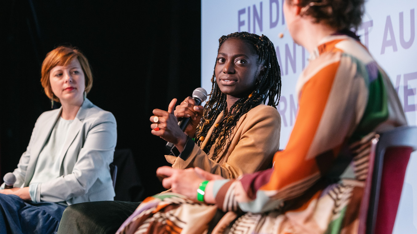 Panel talk on stage at the festival