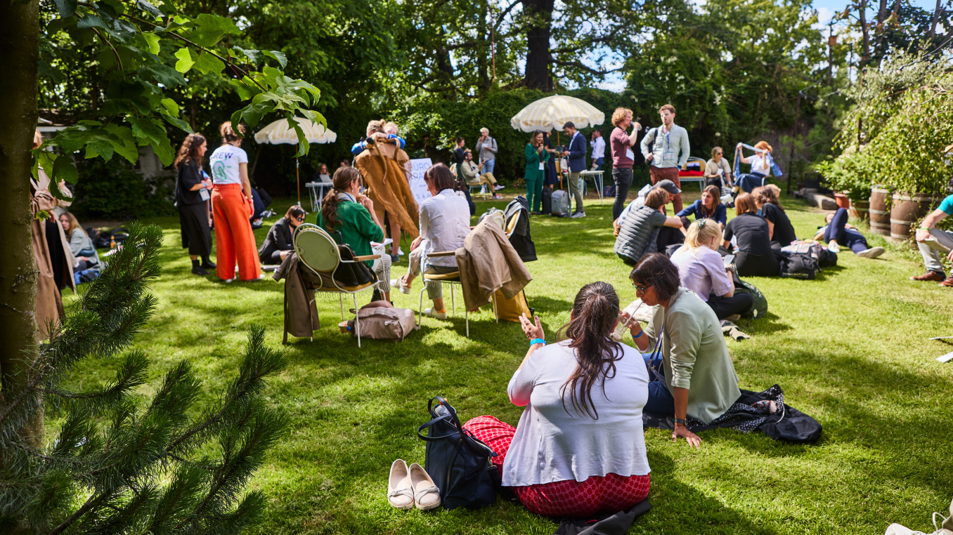 people at the festival outside area
